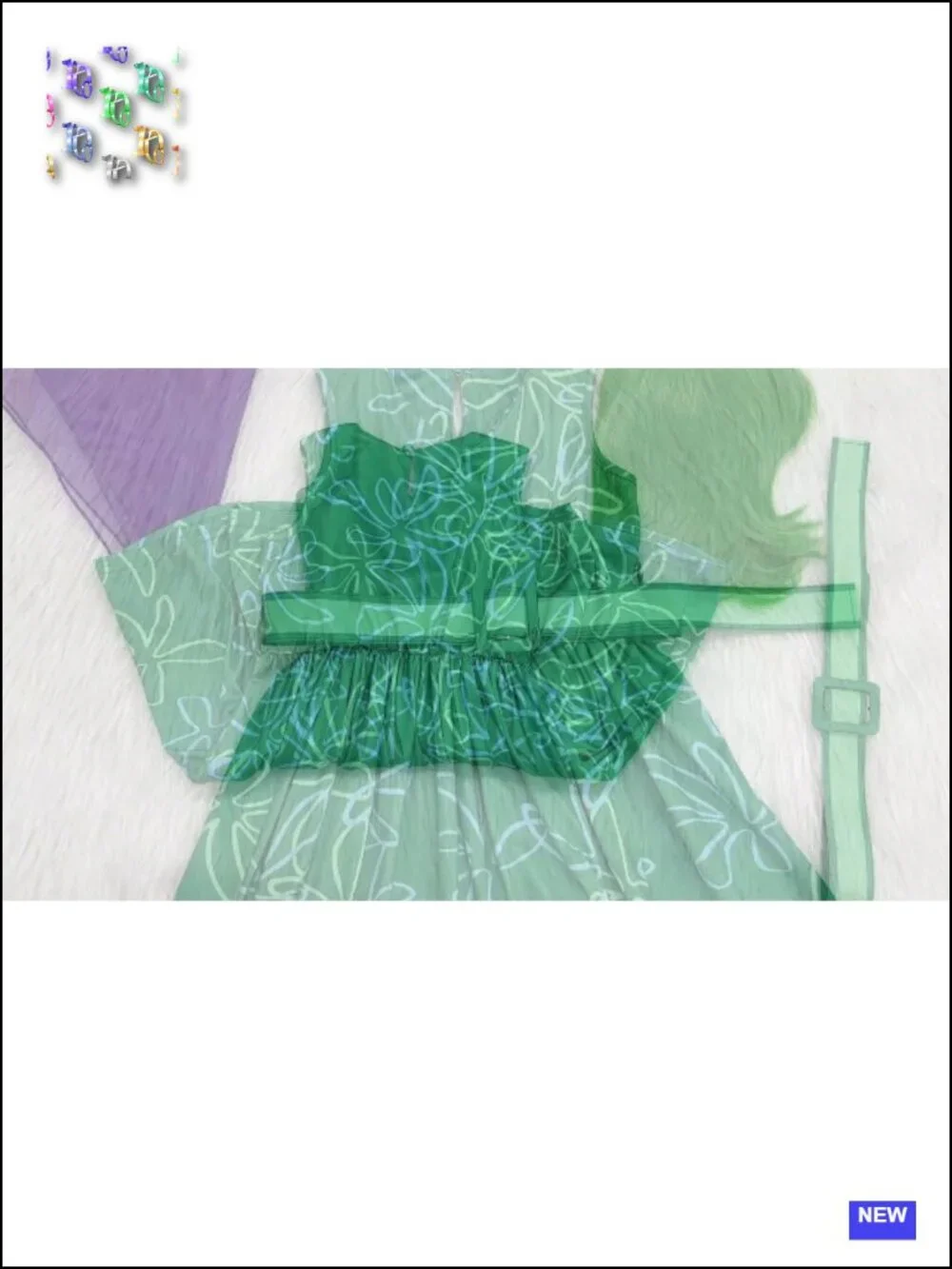 Girls Green Disgust Costume Kids Halloween Cosplay Dress 3-10Y with Wig